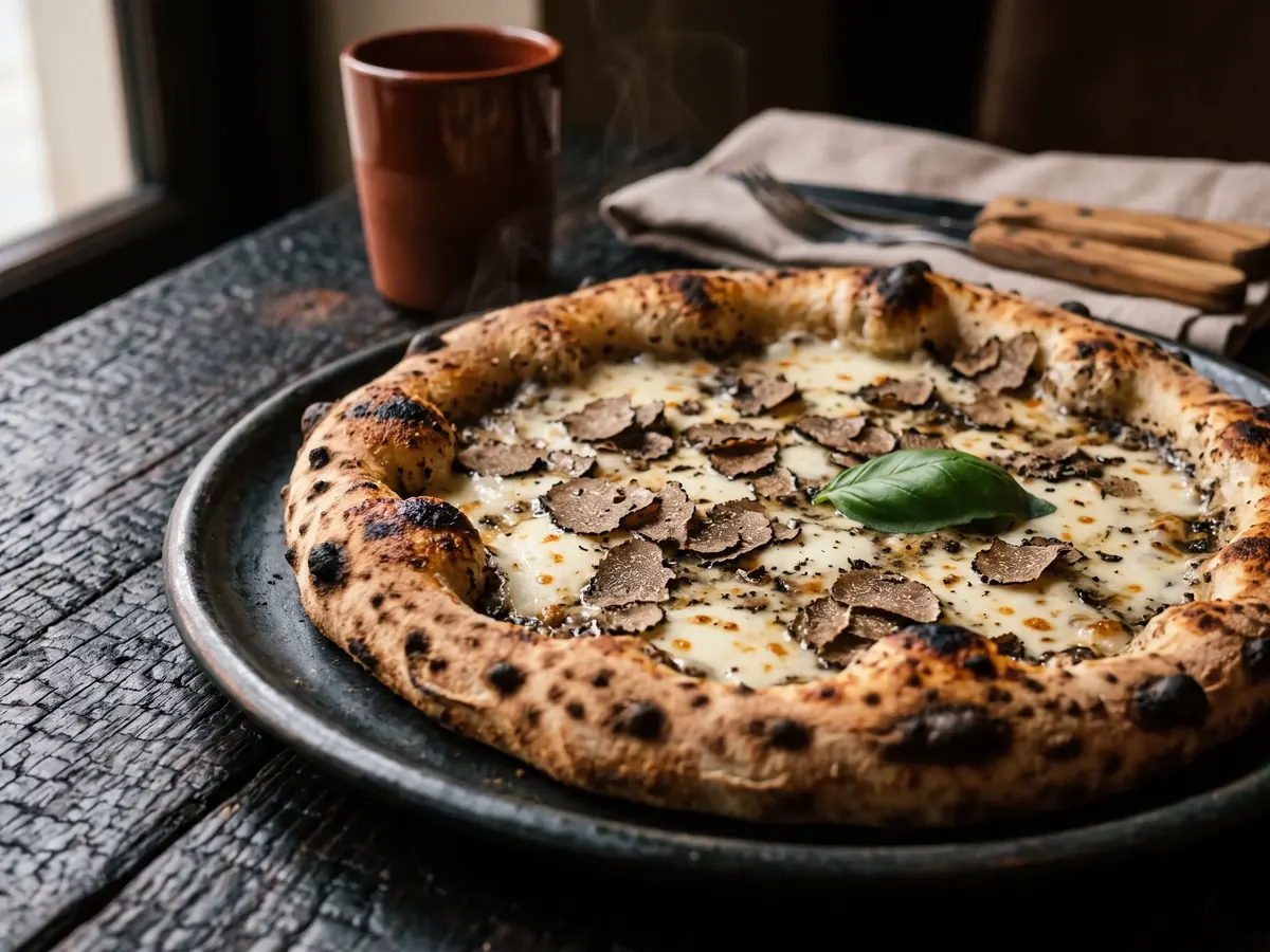 Tartuffo pizza with truffle and mushroom